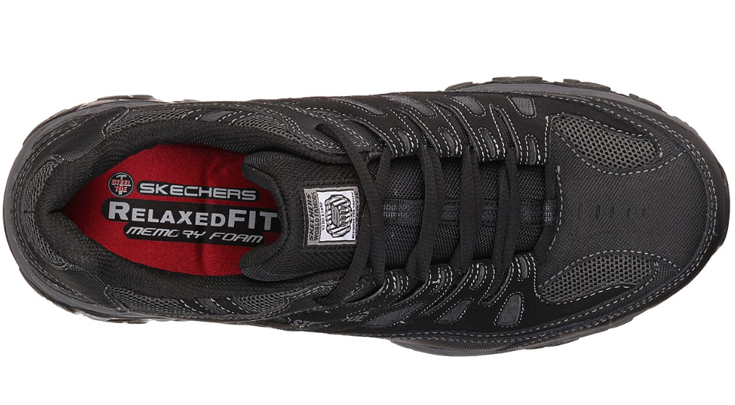 skechers men's relaxed fit cankton lace steel toe work shoes